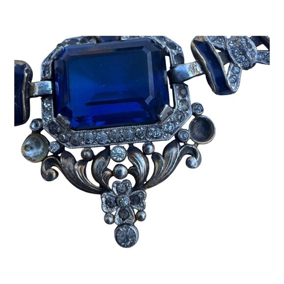 VTG Signed Crown Trifari Alfred Philippe Sapphire Glass Rhinestone Necklace READ - Picture 15 of 16
